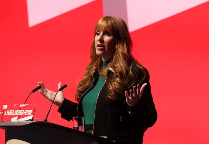 Angela Rayner delivering her speech.