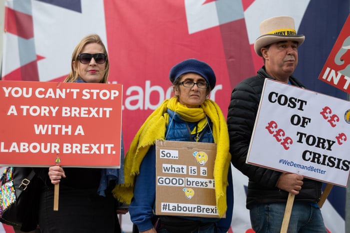 Anti-Brexit campaigners outside the Labour conference.